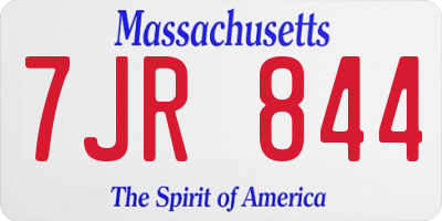 MA license plate 7JR844