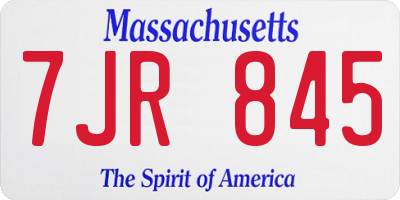 MA license plate 7JR845