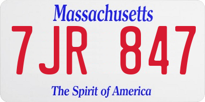 MA license plate 7JR847