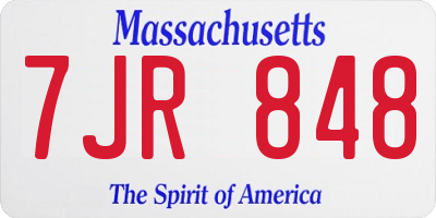 MA license plate 7JR848