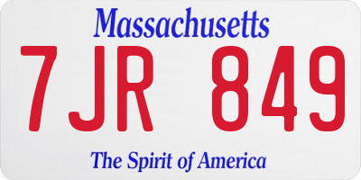 MA license plate 7JR849
