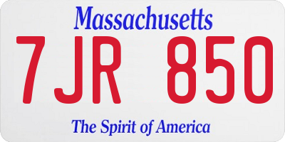 MA license plate 7JR850