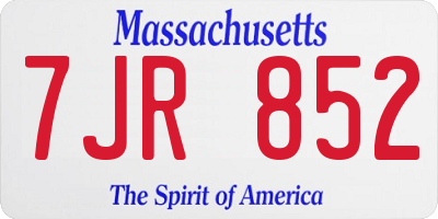 MA license plate 7JR852