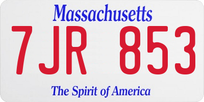 MA license plate 7JR853