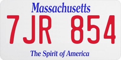 MA license plate 7JR854