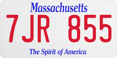 MA license plate 7JR855
