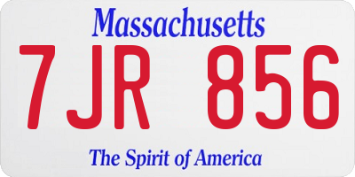MA license plate 7JR856