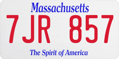 MA license plate 7JR857