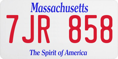 MA license plate 7JR858