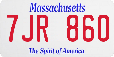 MA license plate 7JR860