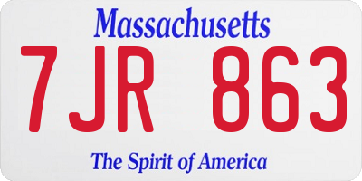 MA license plate 7JR863