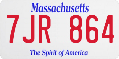 MA license plate 7JR864
