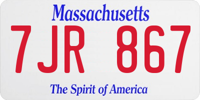 MA license plate 7JR867