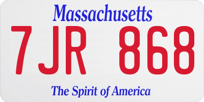 MA license plate 7JR868