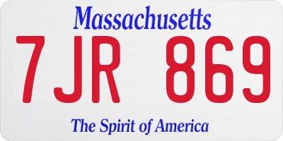 MA license plate 7JR869