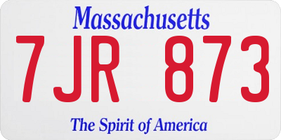 MA license plate 7JR873
