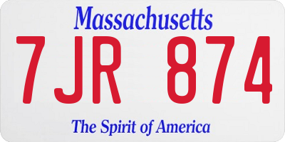 MA license plate 7JR874