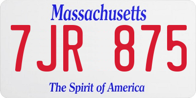 MA license plate 7JR875