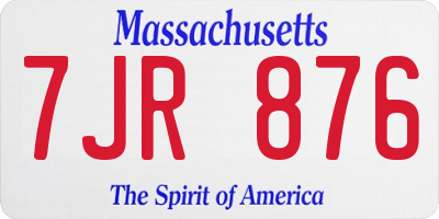 MA license plate 7JR876