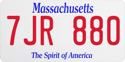 MA license plate 7JR880