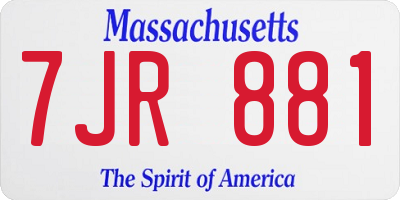 MA license plate 7JR881