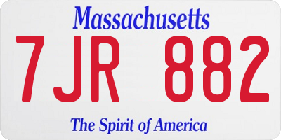 MA license plate 7JR882
