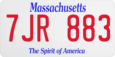 MA license plate 7JR883