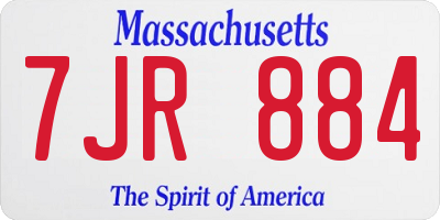 MA license plate 7JR884