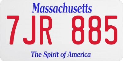 MA license plate 7JR885