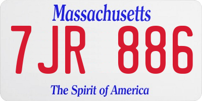 MA license plate 7JR886