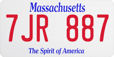 MA license plate 7JR887
