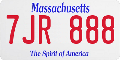 MA license plate 7JR888