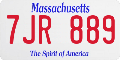 MA license plate 7JR889