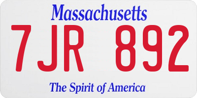 MA license plate 7JR892