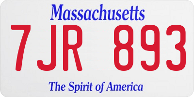 MA license plate 7JR893