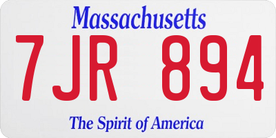 MA license plate 7JR894