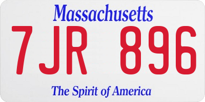 MA license plate 7JR896