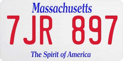MA license plate 7JR897