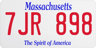 MA license plate 7JR898