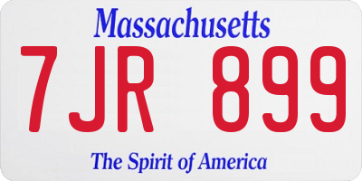 MA license plate 7JR899