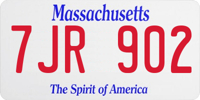 MA license plate 7JR902