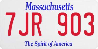 MA license plate 7JR903