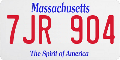 MA license plate 7JR904