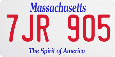 MA license plate 7JR905