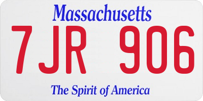 MA license plate 7JR906