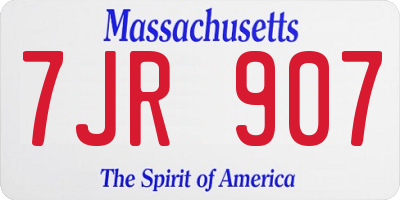 MA license plate 7JR907