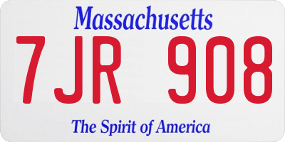 MA license plate 7JR908