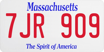 MA license plate 7JR909