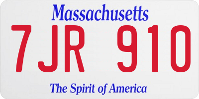 MA license plate 7JR910