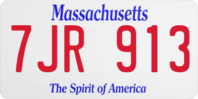 MA license plate 7JR913